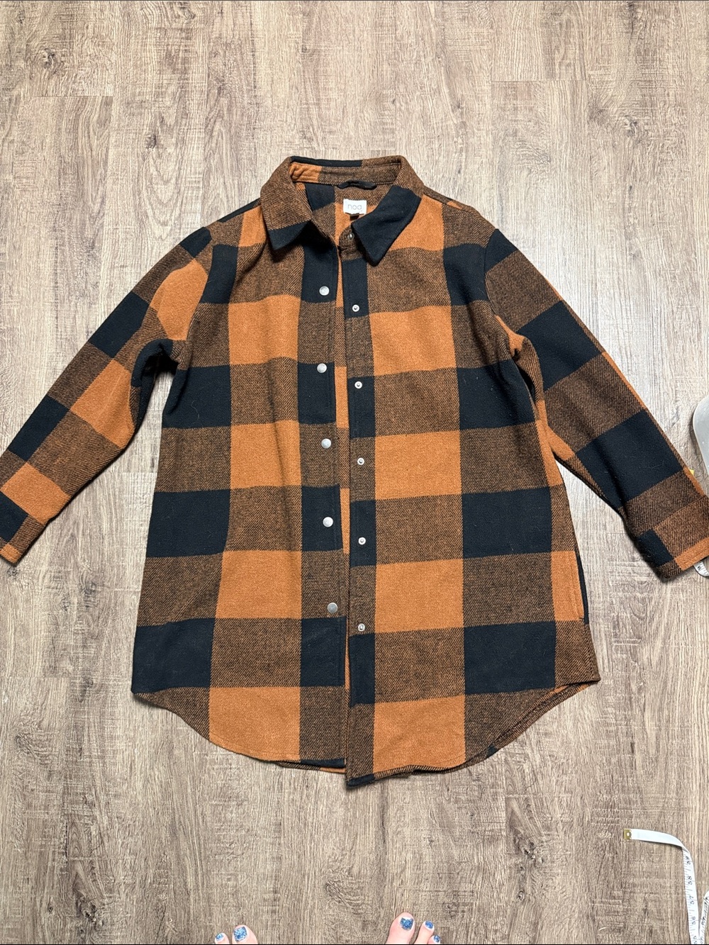 Rust and Black Buffalo Plaid Button-Up Shacket